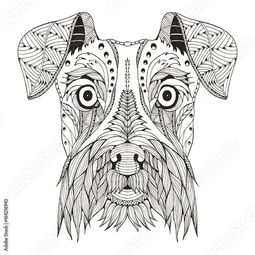 Schnauzer dog head zentangle stylized, vector, illustration, freehand pencil, hand drawn, pattern. Zen art. Ornate vector. Lace.