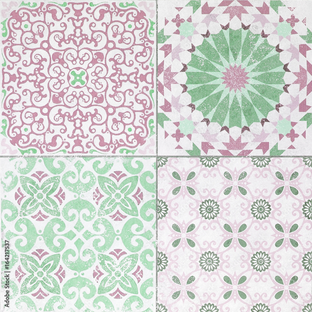 Beautiful old ceramic tile patterns in the park public. Beautiful old ceramic tile patterns in the park public.