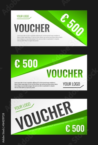 Gift vouchers template. Green, white and black color