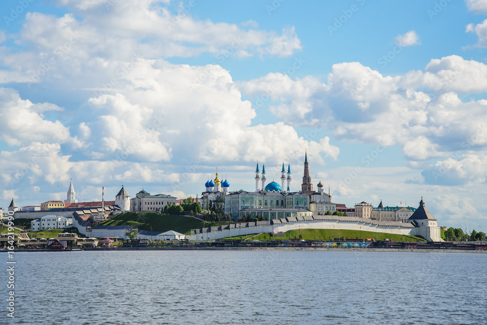 Kazan, Russia, June 7, 2017: view of the Kazan Kremlin over the river
