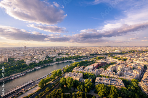 View from the eiffel tower on the river.