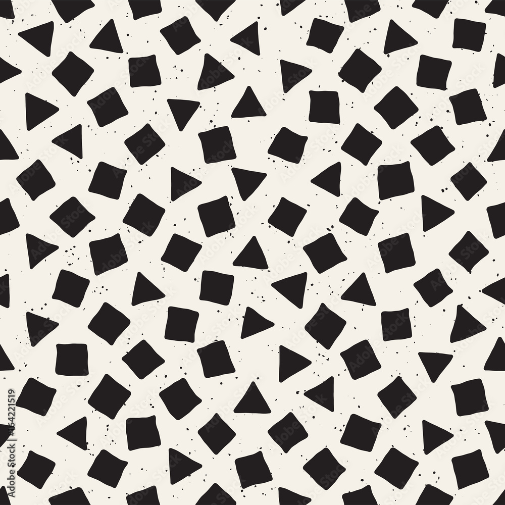 Hand drawn black and white ink abstract seamless pattern. Vector stylish grunge texture. Monochrome scattered shapes paint brush lines Hand drawn black and white ink abstract seamless pattern. Vector stylish grunge texture. Monochrome scattered shapes paint brush lines