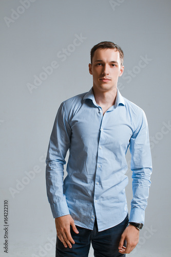 A guy in a shirt on a white background