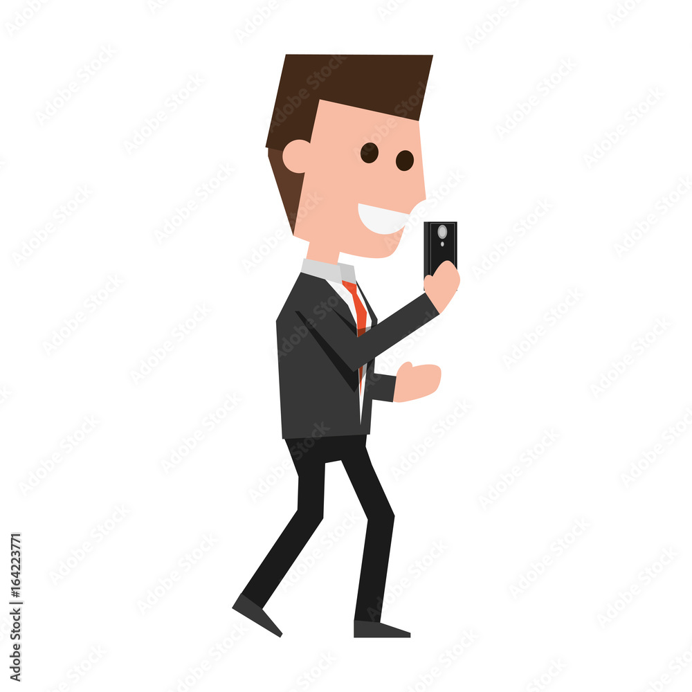 Young man with smartphone cartoon