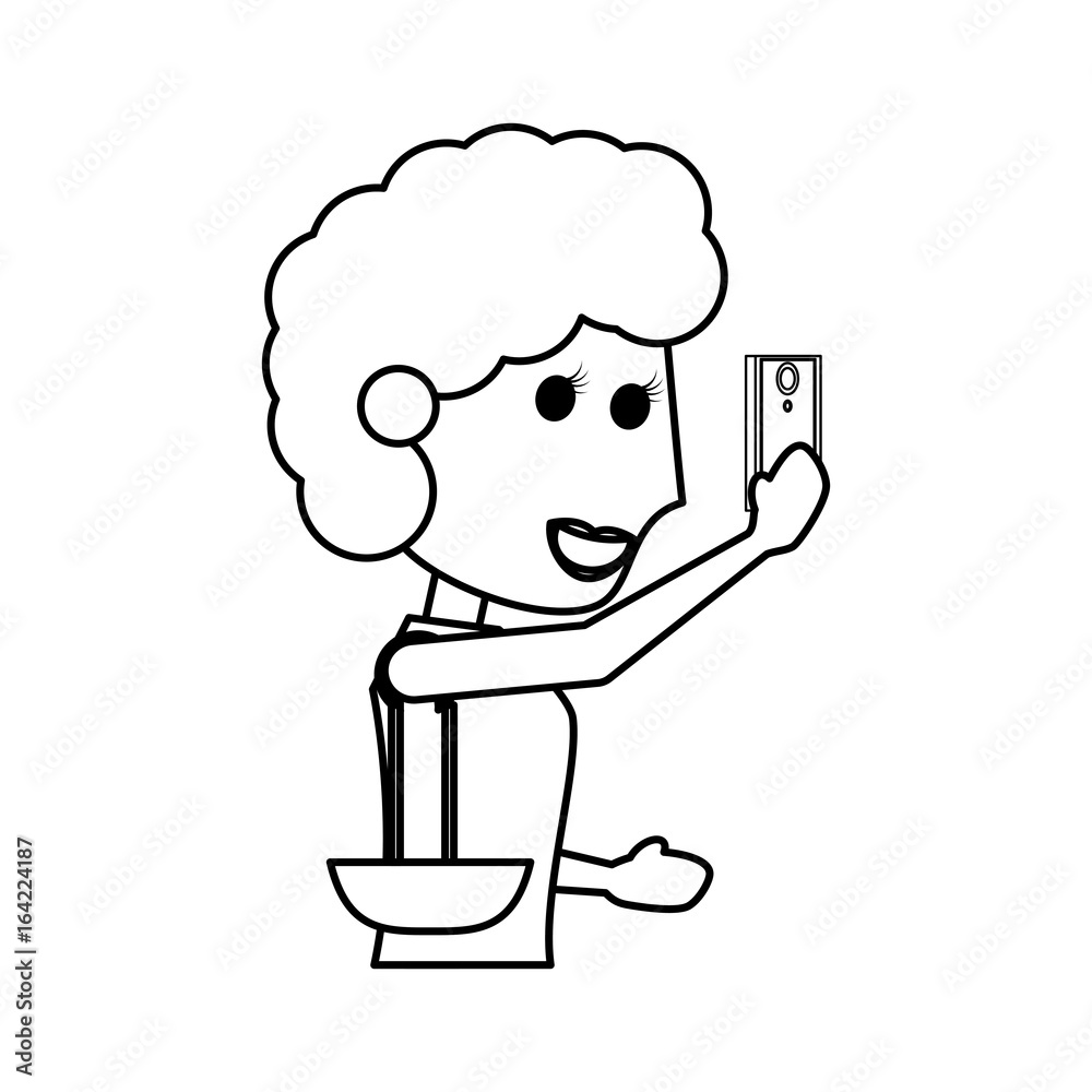 Young woman with smartphone cartoon Young woman with smartphone cartoon