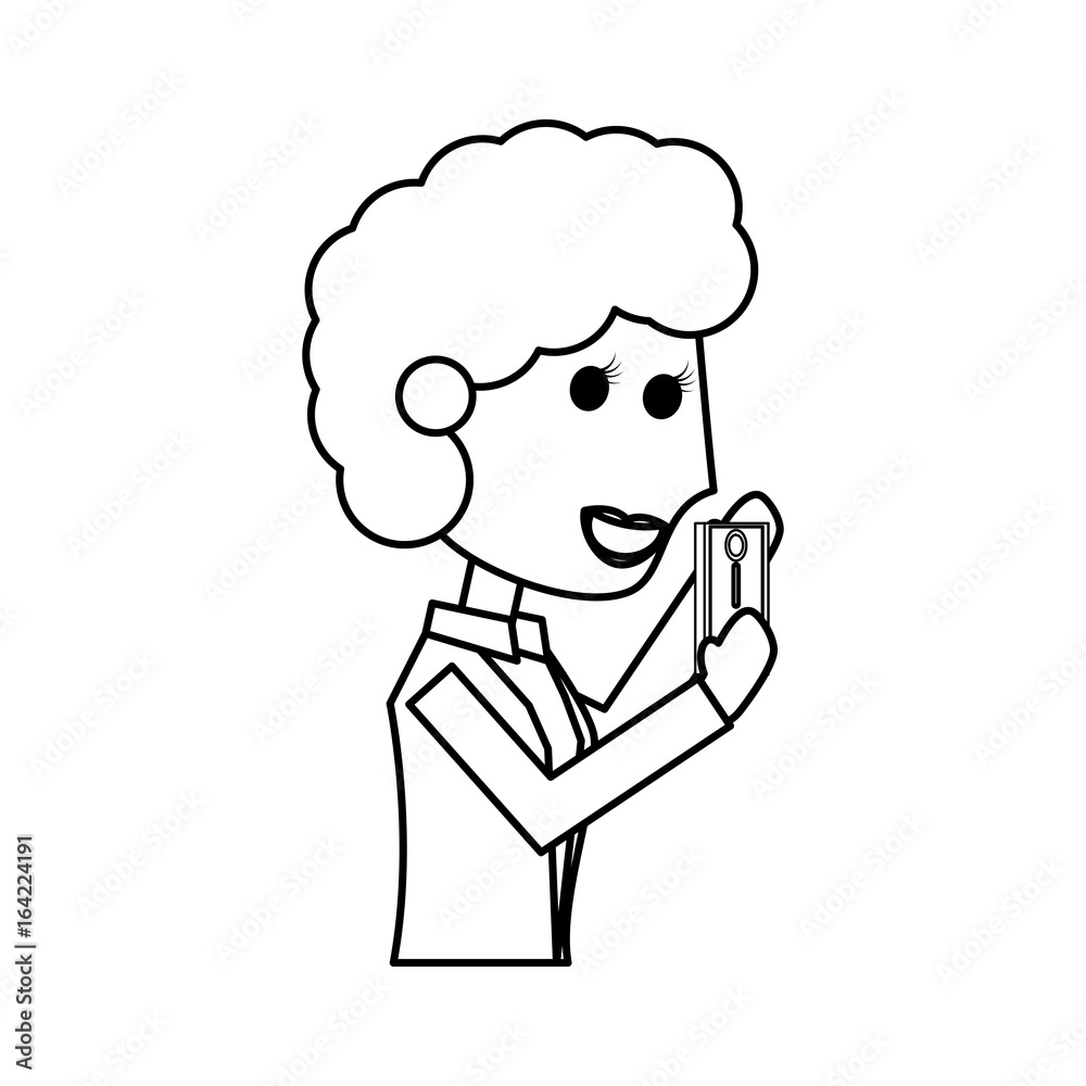 Young woman with smartphone cartoon Young woman with smartphone cartoon