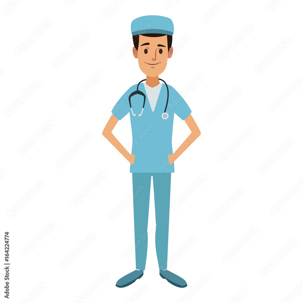 doctor male standing wearing surgery clothes stethoscope doctor male standing wearing surgery clothes stethoscope