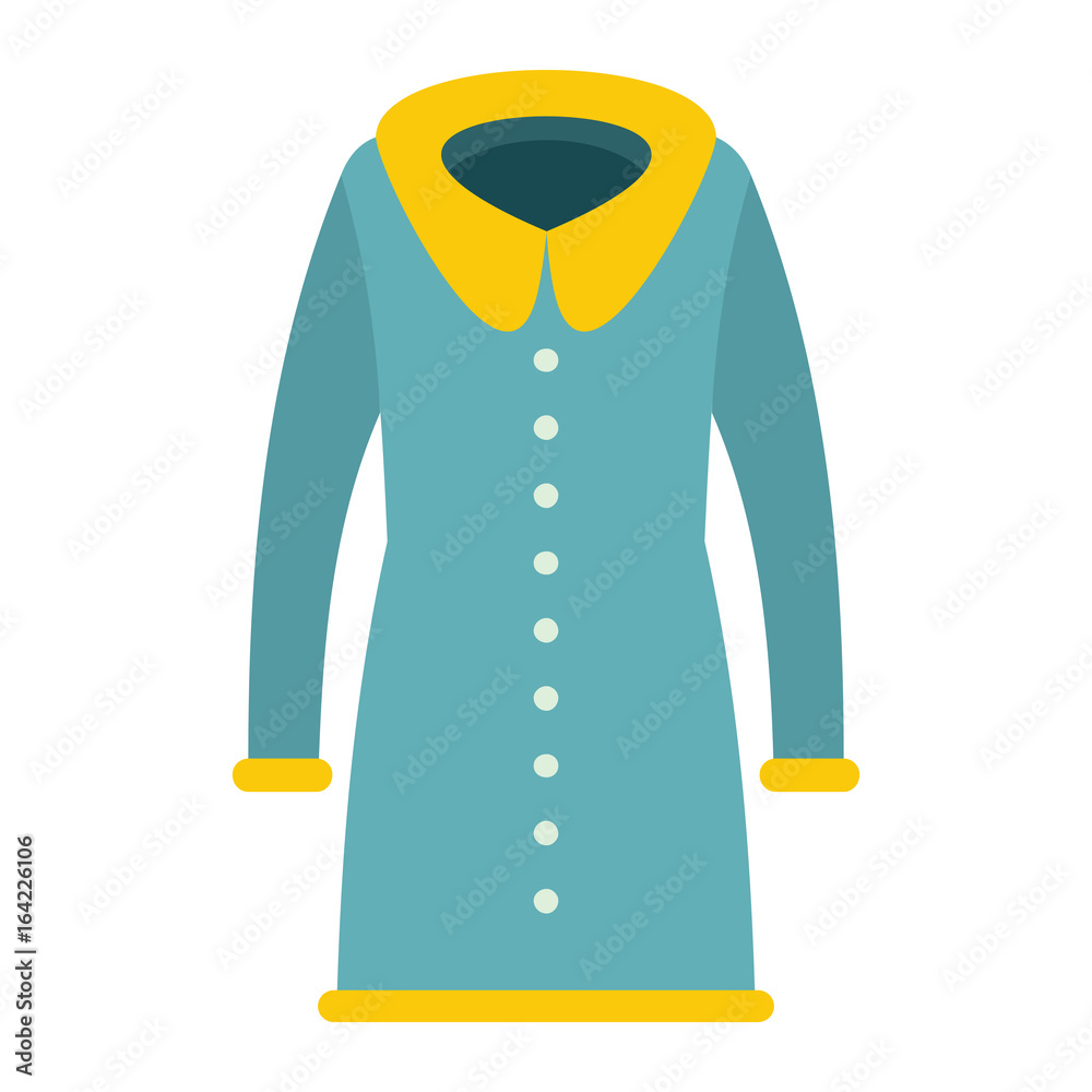 Coat fashion clothes for modern woman. Flat icon for web vector illustration