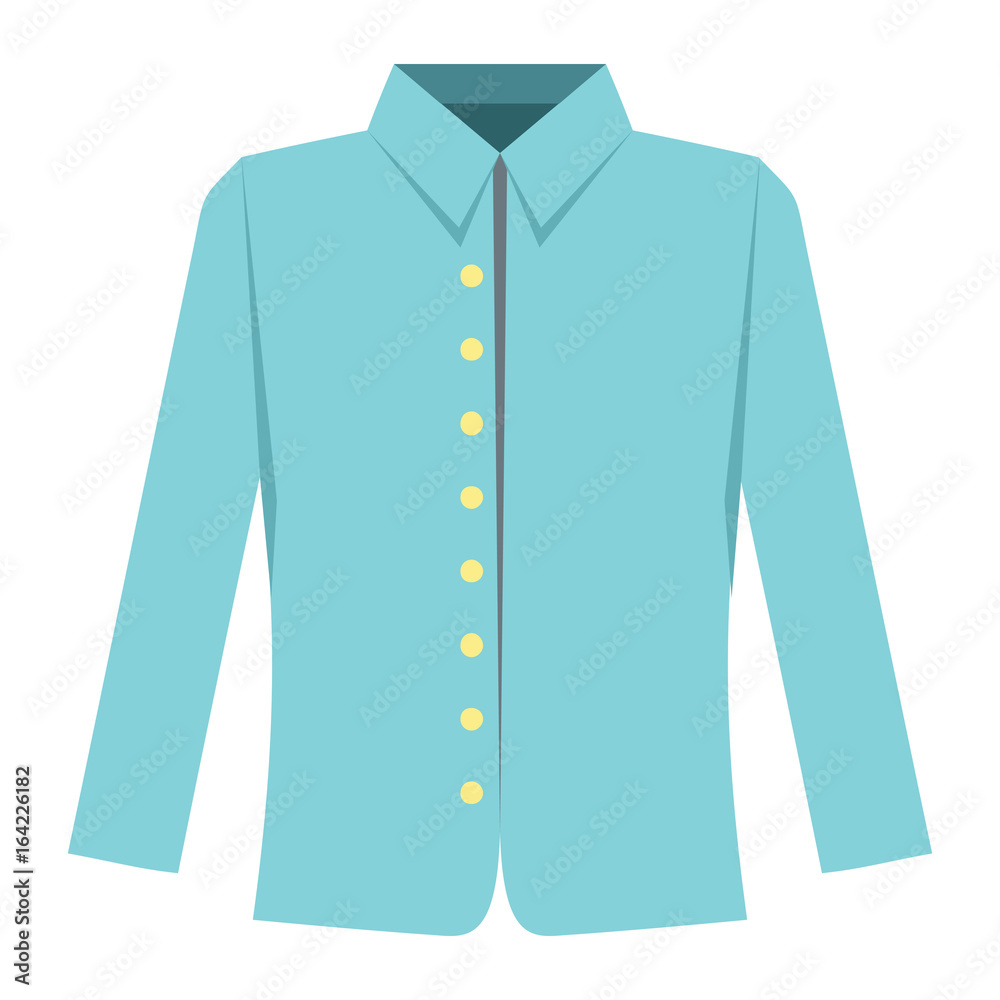 Blue shirt fashion clothes for modern man. Flat icon for web vector illustration Blue shirt fashion clothes for modern man. Flat icon for web vector illustration