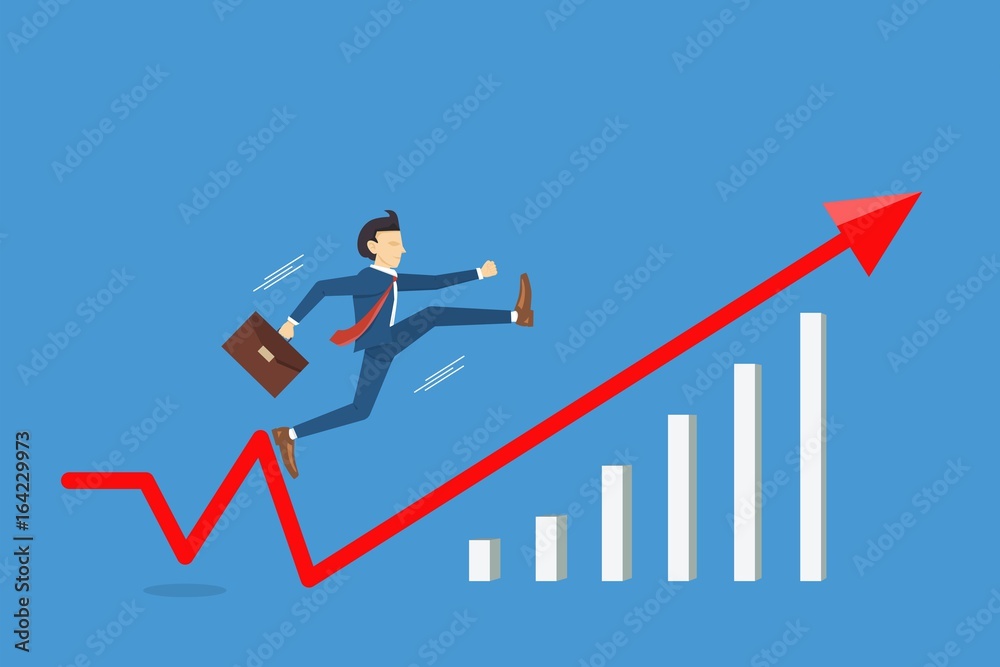 Businessman jumping to success with fast, Business breakthrough success concept,vector illustration Businessman jumping to success with fast, Business breakthrough success concept,vector illustration