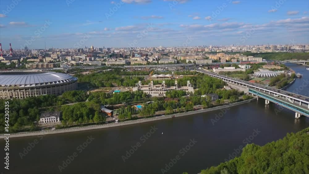moscow summer day sparrow hills cityscape aerial panorama 4k russia moscow summer day sparrow hills cityscape aerial panorama 4k russia