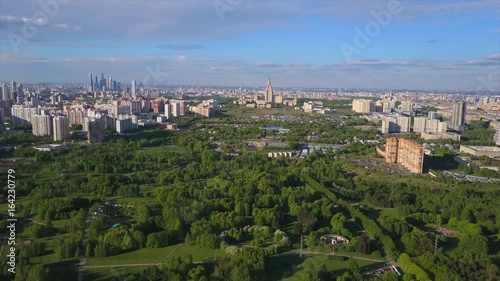 moscow city university cityscape park aerial summer day panorama 4k russia
