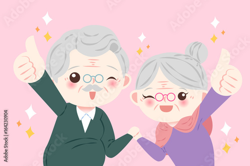 cute cartoon old couple