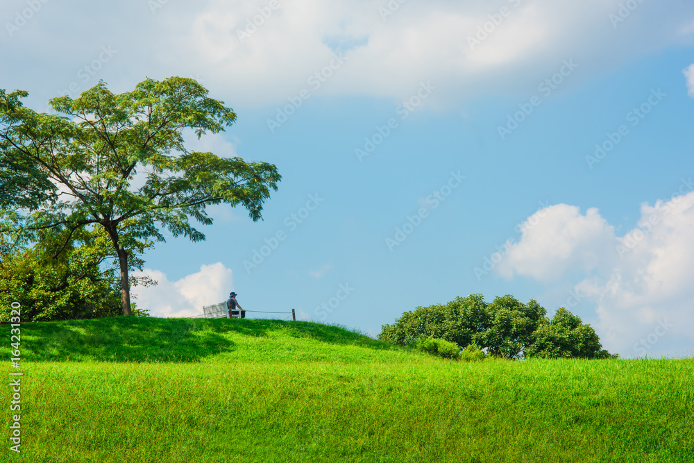 Green hills and meadow clouds. Green hills and meadow clouds.