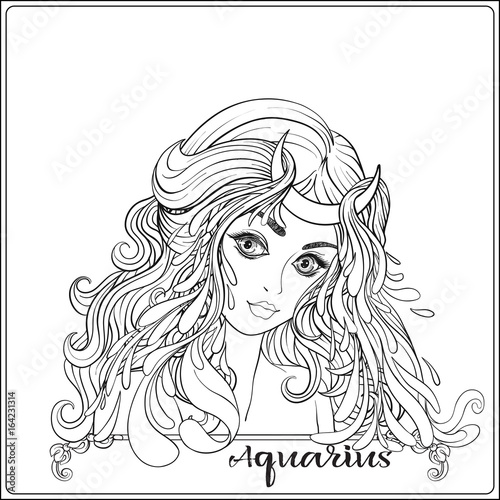 Aquarius. A young beautiful girl In the form of one of the signs