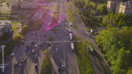moscow university lomonosov avenue traffic aerial sunset panorama 4k russia
