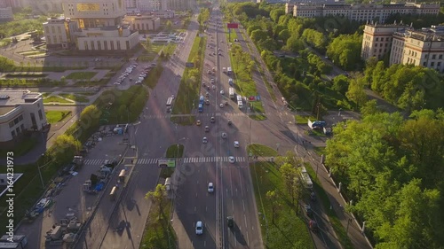 moscow city state university traffic lomonosov avenue aerial sunset panorama 4k russia

