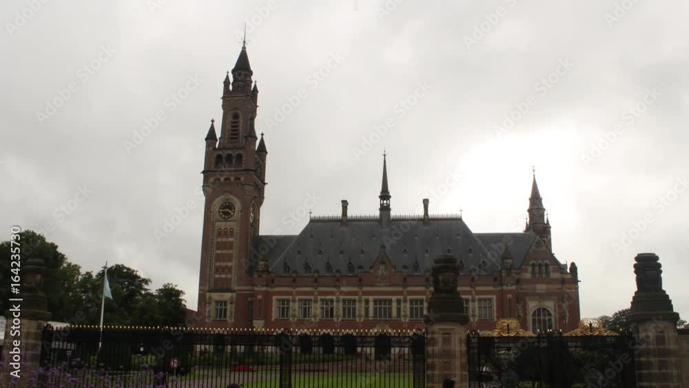 THE HAGUE, NETHERLANDS - JUNE 30, 2016 - Peace Palace- Built 1907 in Neo-Renaissance Style THE HAGUE, NETHERLANDS - JUNE 30, 2016 - Peace Palace- Built 1907 in Neo-Renaissance Style