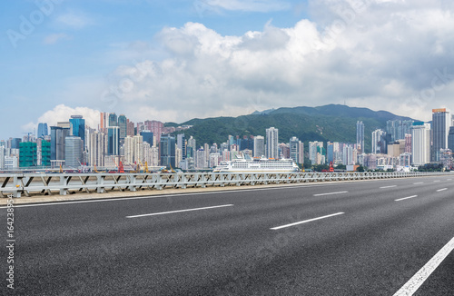 Empty downtown street intersection,shot in Hong Kong,China.