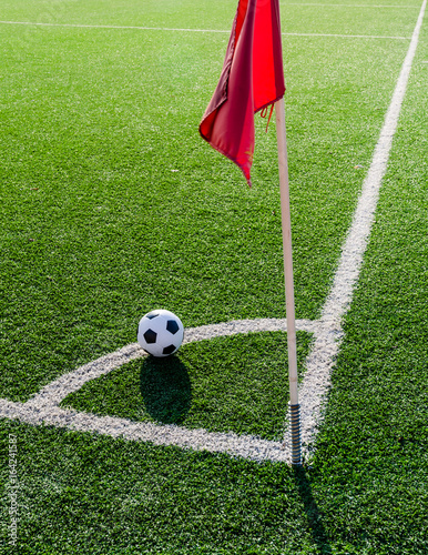 Obraz na płótnie Soccer Football on Corner line for Corner kick. w salonie