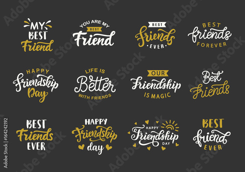 Happy Friendship Day hand lettering big set