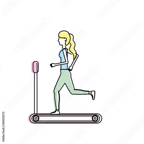 healthy woman doing exercise in the runing mashine