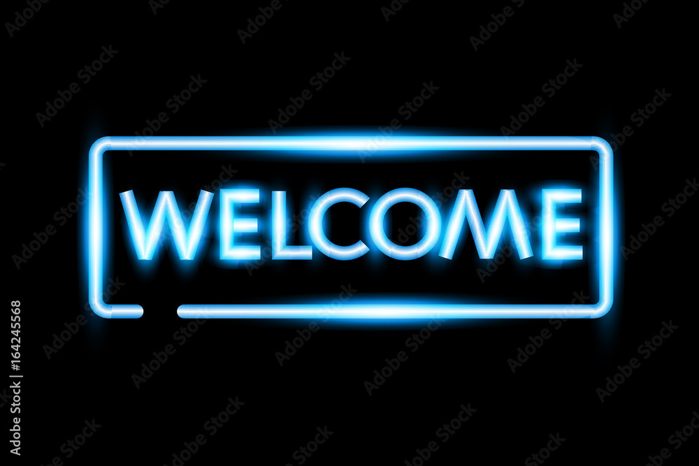realistic welcome neon sign banner. Vector illustration.
