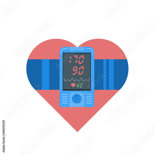 High blood pressure concept. Tonometr vector illustration