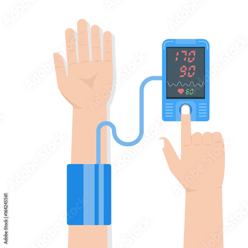 High blood pressure concept. Tonometr vector illustration