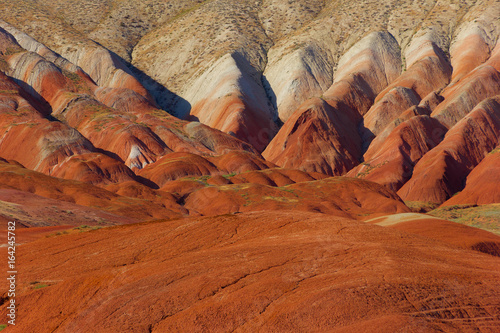 Red striped hills, rainbow mountains, Xizi, Azerbaijan photo