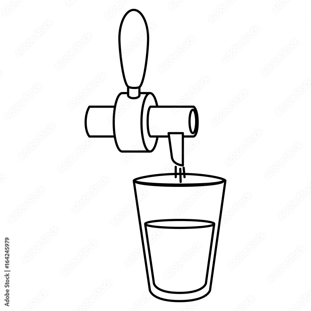 Beverage dispenser tap with a glass vector illustration design Beverage dispenser tap with a glass vector illustration design