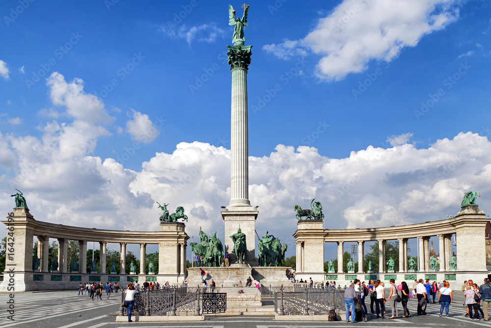 Millennium monument at Heroes' Square in Budapest, Hungary