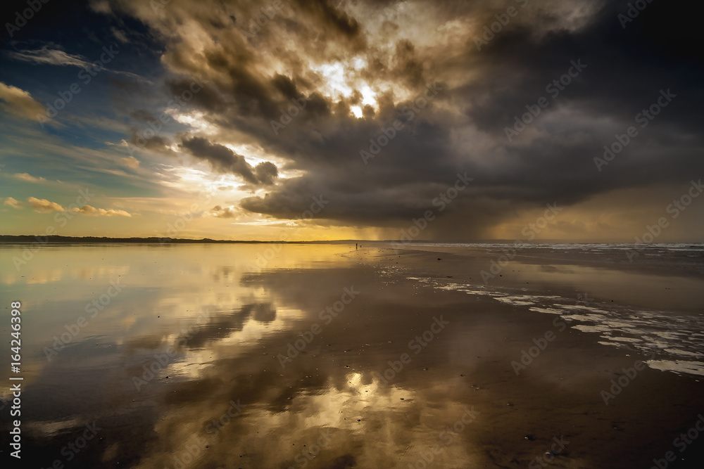 Storm reflected on the beach