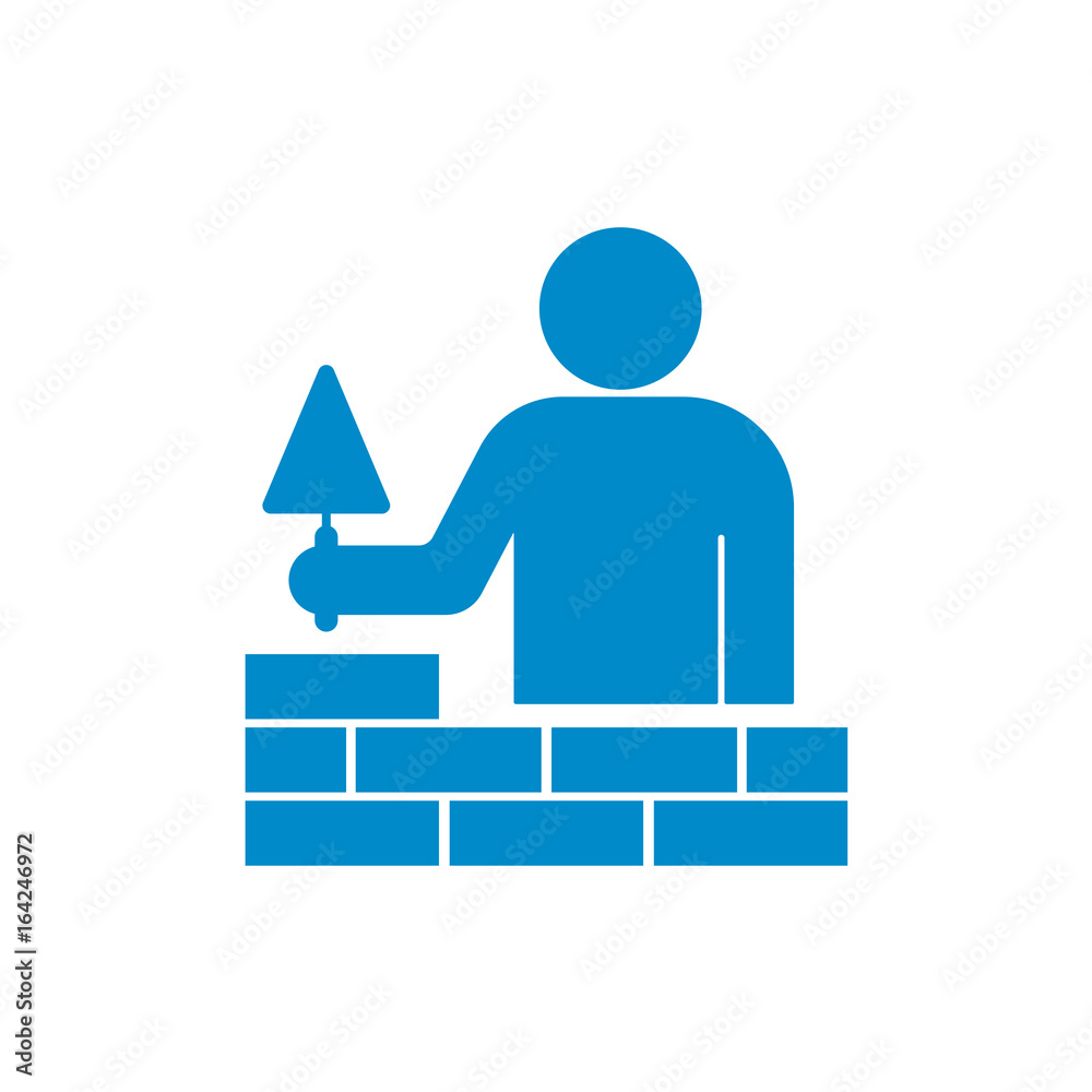 Brick layer tiler mason worker with trowe Brick layer tiler mason worker with trowe