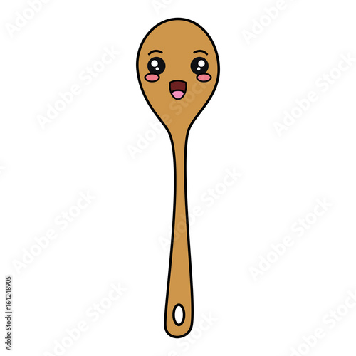 wooden spoon cutlery kawaii character vector illustration design