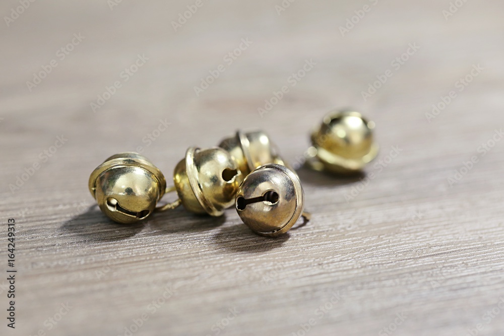 Golden Christmas bells decoration background Golden Christmas bells decoration background