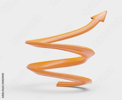 Orange spiral arrow isolated 3D illustration