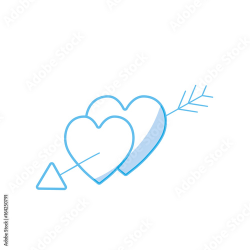 silhouette hearts with arrow to symbolic of passin and love photo
