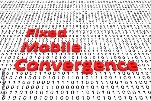 Obraz na plátně Fixed mobile convergence in the form of binary code, 3D illustration