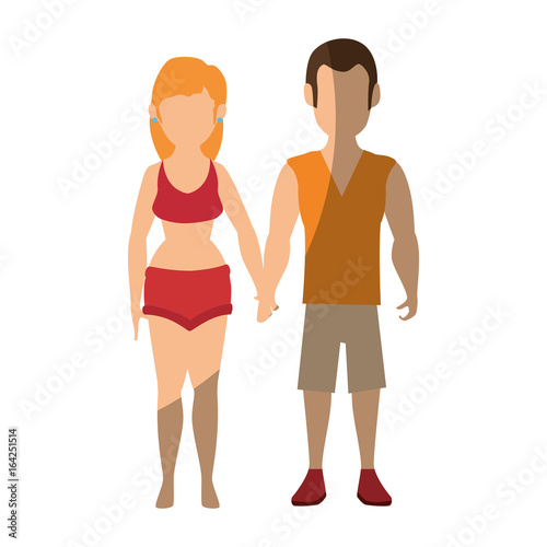couple wearing a swimsuit icon over white background colorful design vector illustration