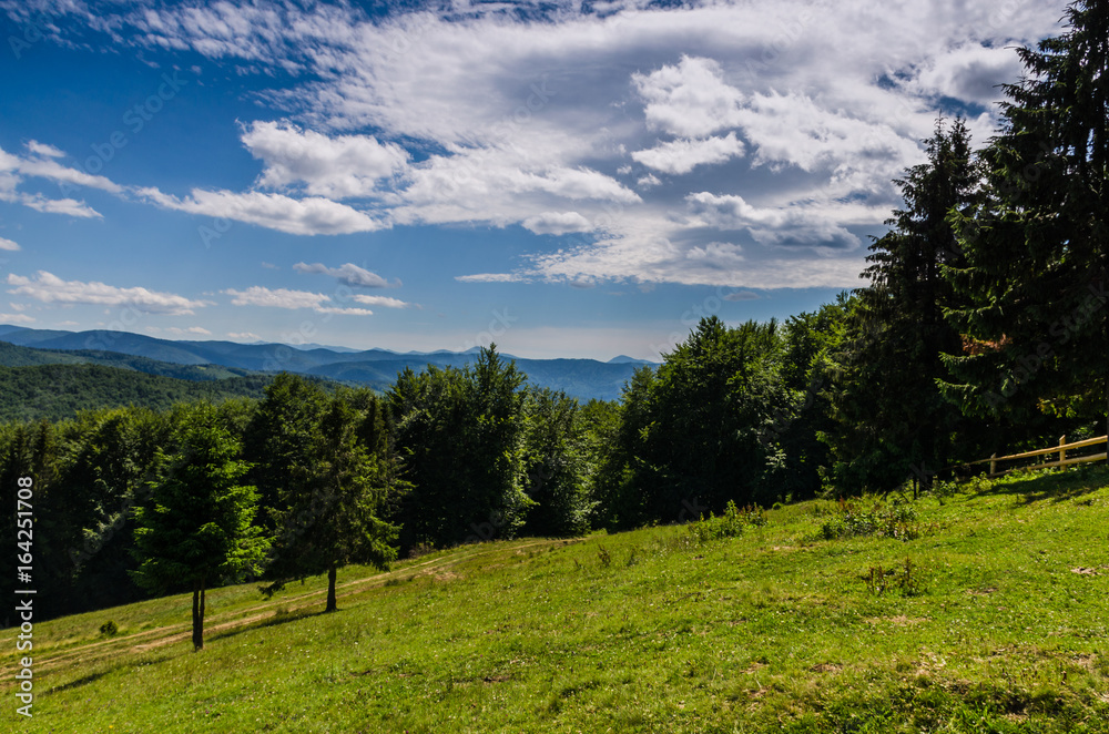 Carpathian mountains landscape in Ukraine in the summer season in Yaremche