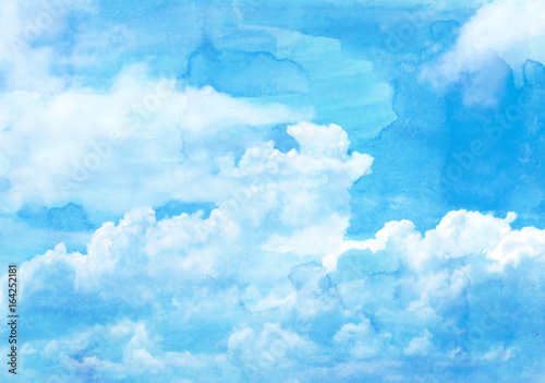 Fototapeta Przejrzysty akwareli stylu tła niebieskie niebo
