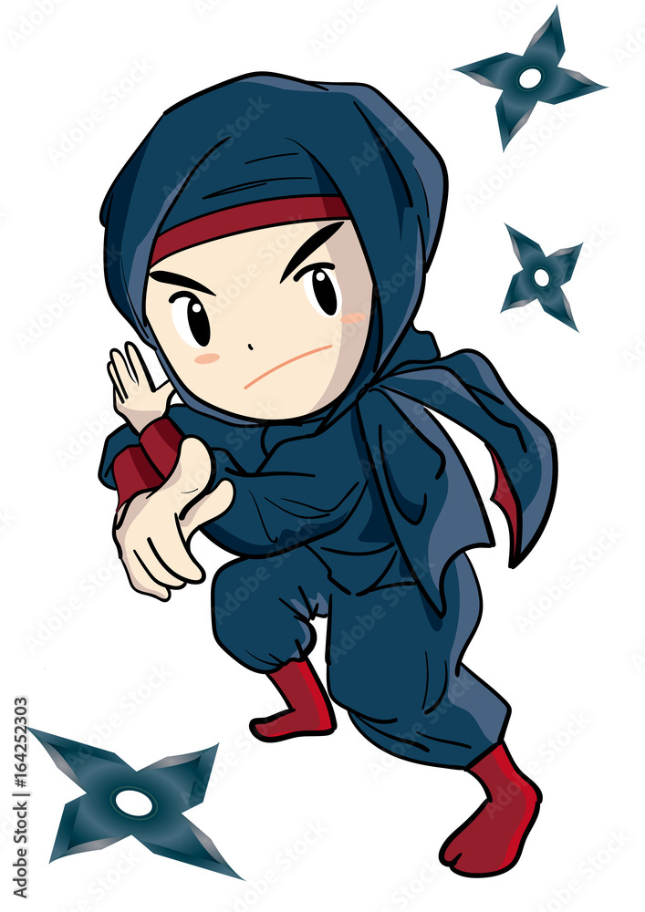 可愛い忍者と手裏剣 Stock ベクター Adobe Stock