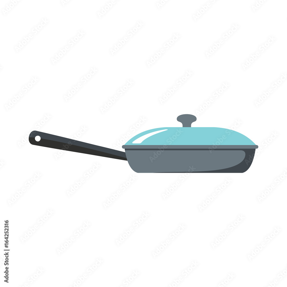 Pan dish cartoon icon. Kitchen tool, cookware and kitchenware vector illustration for you kitchen design Pan dish cartoon icon. Kitchen tool, cookware and kitchenware vector illustration for you kitchen design