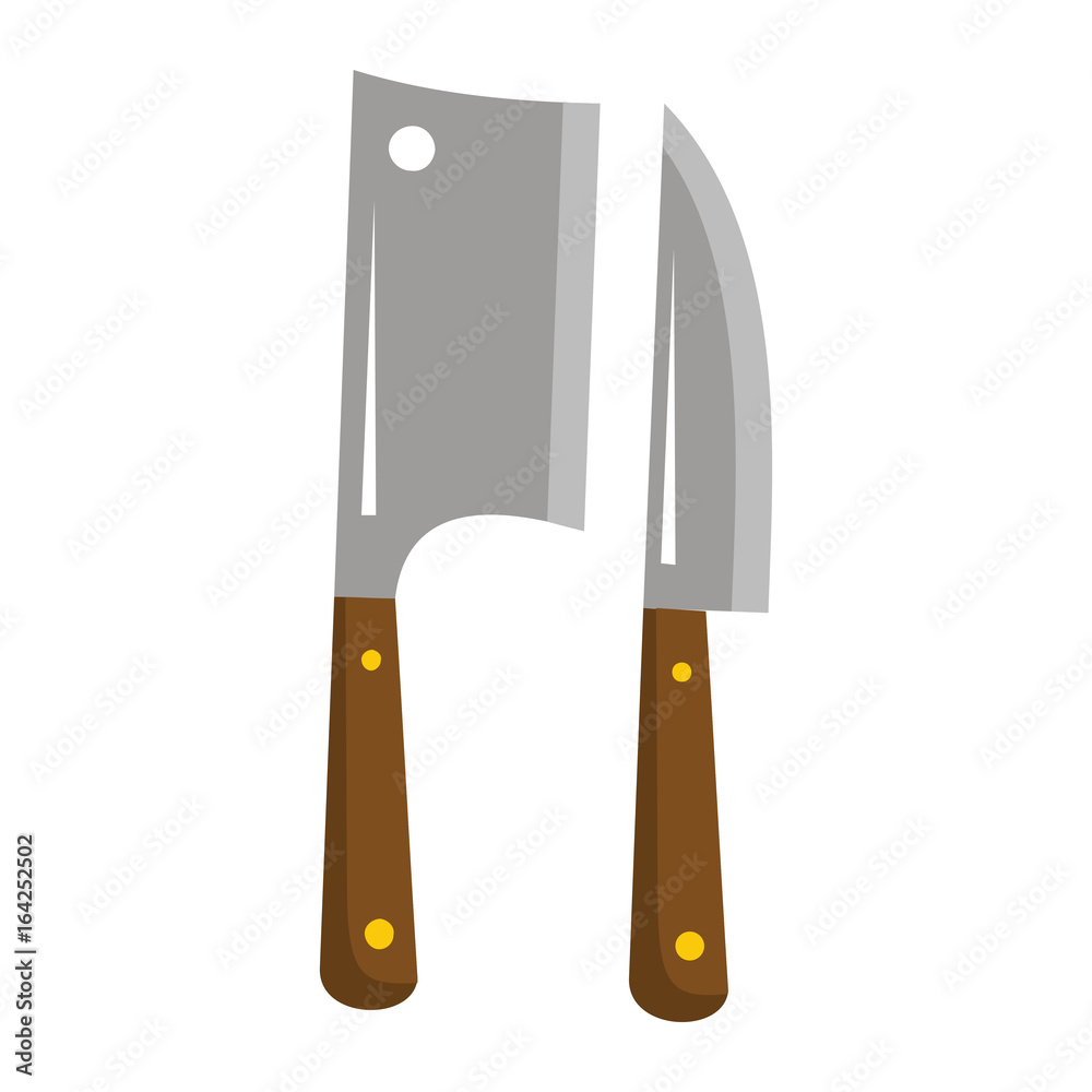 Knife and axe cartoon icon. Kitchen tool, cookware and kitchenware vector illustration for you kitchen design Knife and axe cartoon icon. Kitchen tool, cookware and kitchenware vector illustration for you kitchen design
