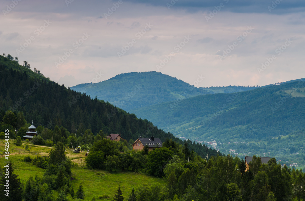 Carpathian mountains landscape in Ukraine in the summer season in Yaremche