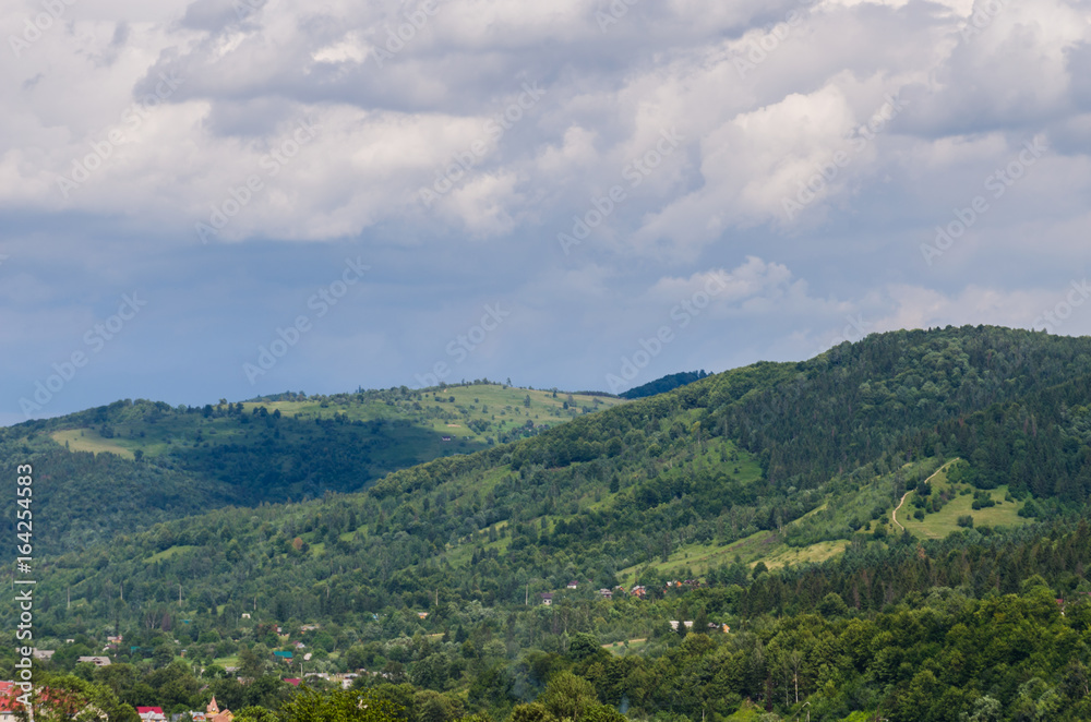 Carpathian mountains landscape in Ukraine in the summer season in Yaremche