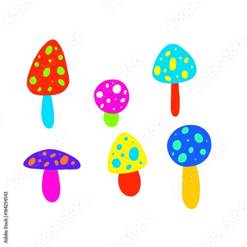 Illustration of mushroom set isolated on white background