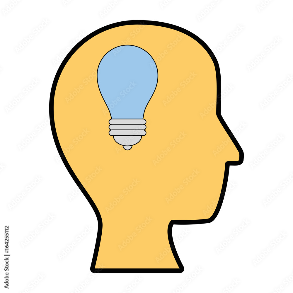 head with light bulb icon over white background vector illustration head with light bulb icon over white background vector illustration