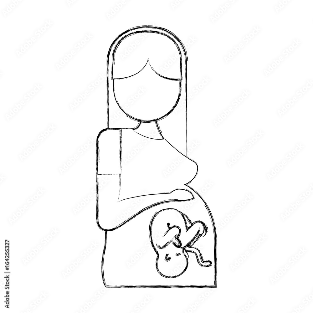 Pregnant woman with her fetus vector illustration design